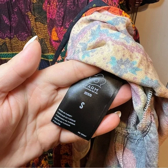 #63 FARM RIO MIXED PATCHWORK MIDI DRESS $265 Bohemian Multicolor Maxi Dress - Picture 11 of 12